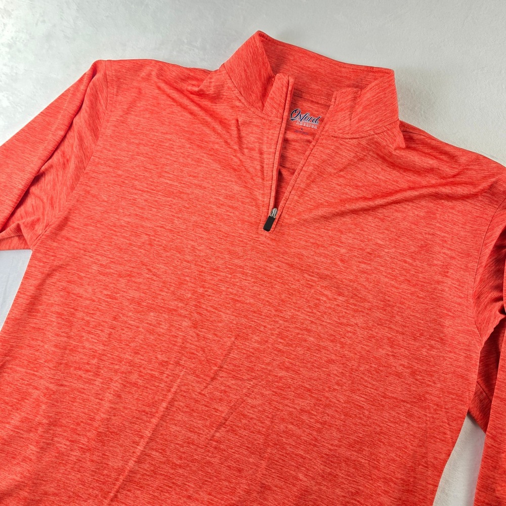Oxford America Mens Large Red Heathered Quarter Zip Pullover‎ Golf Shirt